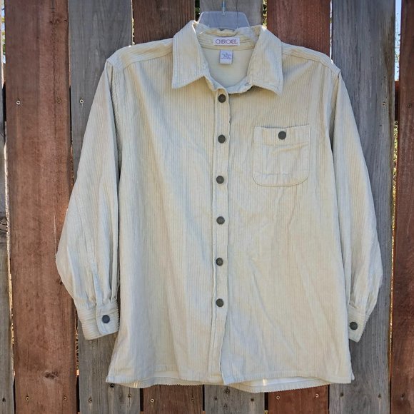 Haut Femme Cherokee à Rayures Beige/pourpre/noir - Taille L, Col V, Manches Courtes, Occasion Très Bon état